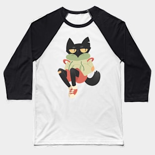 Black cat boy Baseball T-Shirt